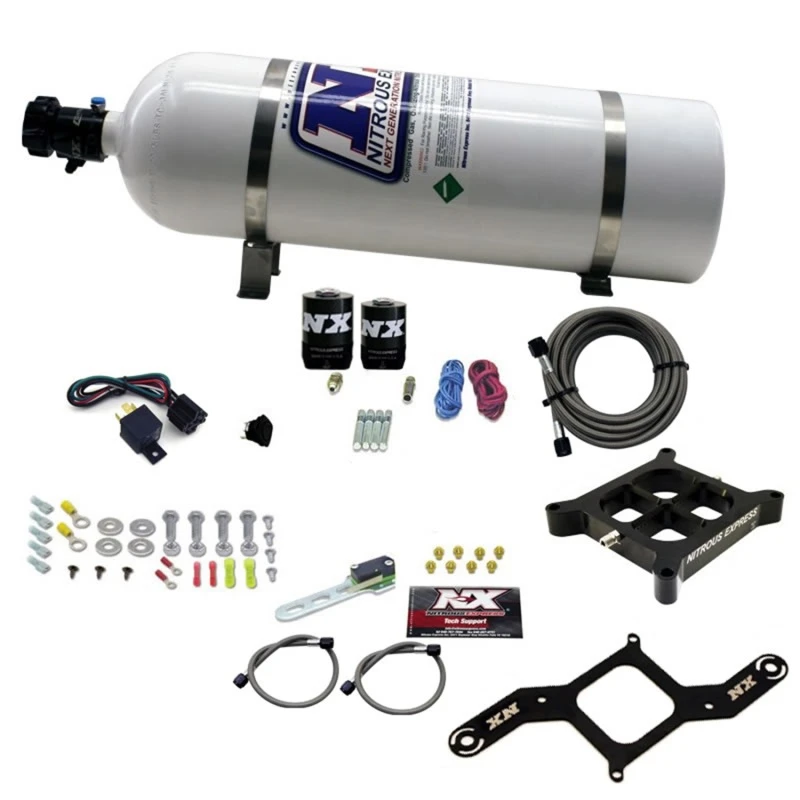Nitrous Express 4150 Einzelaufnahme-Crossbar-Platte RNC Nitrous Kit (250-750PS) mit 15lb Flasche