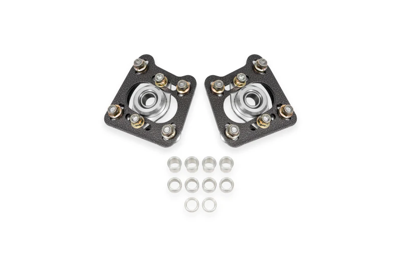 BMR 94-04 Ford Mustang Steel Caster Camber Plates - Black Hammertone