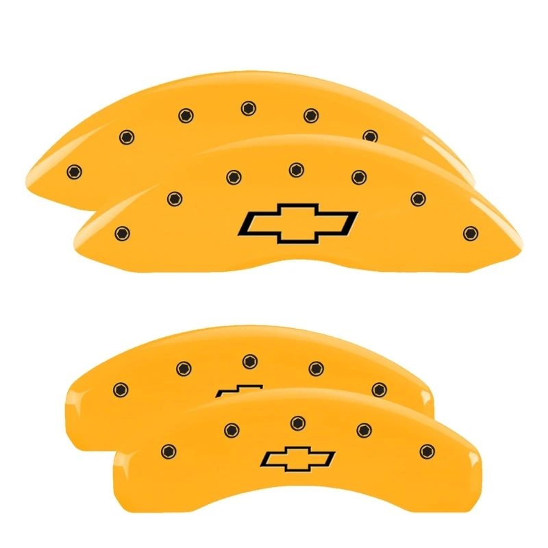 mgp_14002SBOWYL-679739e565c56 MGP 4 Caliper Covers Engraved F & R Bowtie Yellow Finish Black Char 2000 Chevrolet Silverado 2500