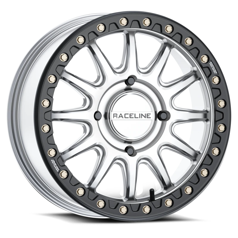 Raceline A14BG Alpha 15x6.5in/6x139.7 BP/74mm Offset/78.1mm Bore - Silver & Blk Ring Beadlock Wheel