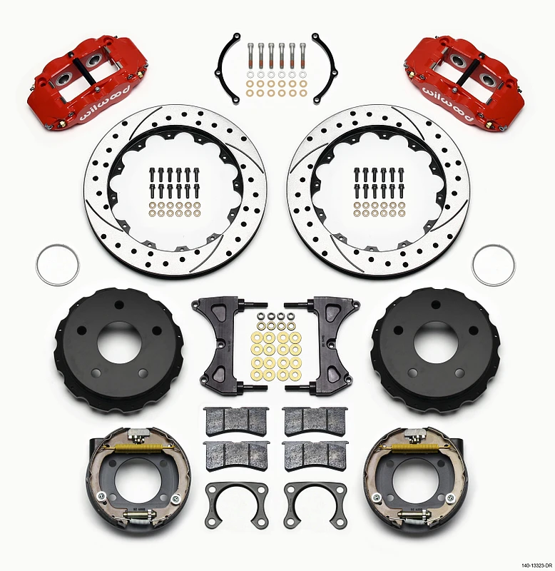Wilwood Narrow Superlite 4R Hintere Bremse Kit 12,88 Zoll Bohrungen Rot Big Ford 2,36 Zoll Off Bronco 5 x 5,50