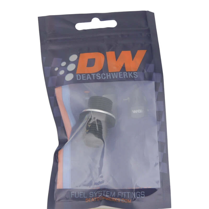 DeatschWerks 8AN-Männliches Flare zu M18 X 1,5 Männliches Metrisches Adapter (Inkl. Dichtung) - Anodisiert Matt Schwarz