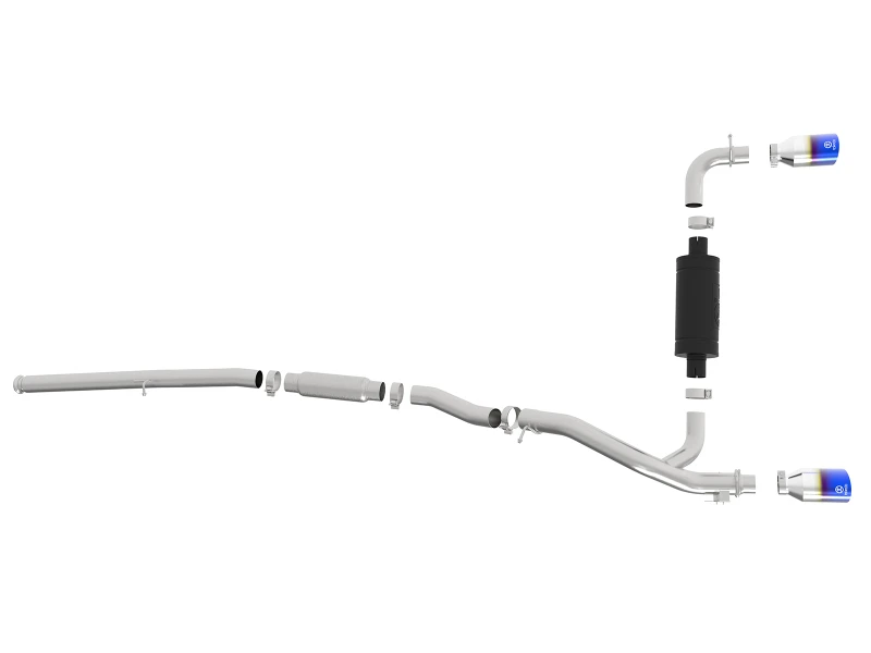 aFe Takeda 3-Zoll-304-Edelstahl-Cat-Back-Auspuffsystem mit Blue Flame-Tip 16-18 Ford Focus RS I4-2.3L (t)