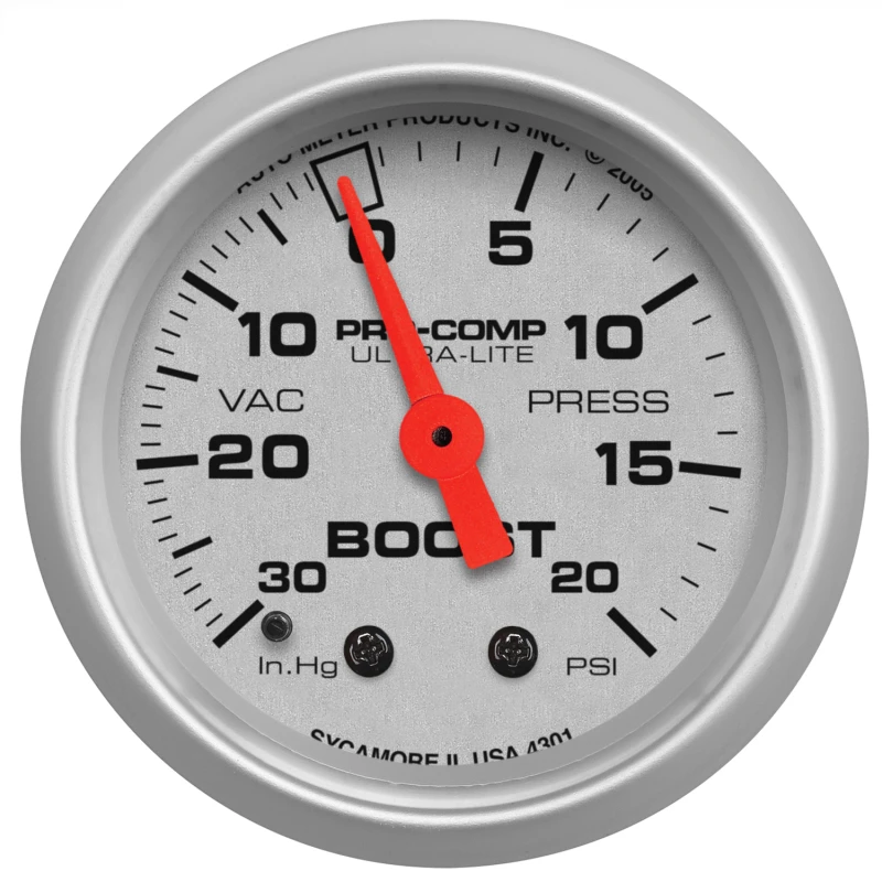 Autometer Ultra-Lite 52mm 20 PSI Mechanical Boost Gauge