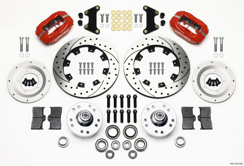 Wilwood Forged Dynalite Vorderes Kit 12,19 Zoll gebohrt rot 49-54 Chevy/53-62 Corvette (*Line Kit benötigt*)