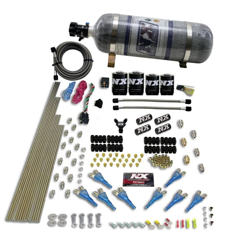 Nitrous Express 8 Zyl. Shark Direct Port 4 Solenoids Nitrous Kit (200-600PS) mit Composite-Flasche