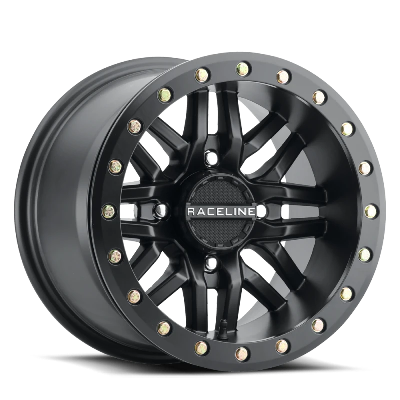 Raceline A91B Ryno 15x8in / 4x137 BP / 10mm Offset / 110.18mm Bore - Satin Black Beadlock Wheel
