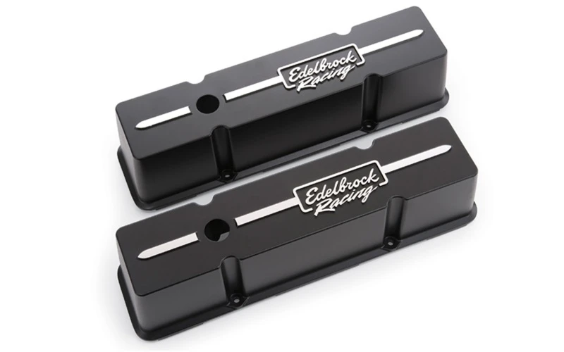 Edelbrock Ventildeckel Racing Series Chevrolet 1959-1986 262-400 CI V8 Hoch Schwarz
