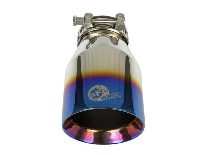 aFe Mach Force XP 304 Edelstahl-Klemm-Auspuff-Endstück 2,5 Zoll Einlass / 4 Zoll Auslass - Blaue Flamme