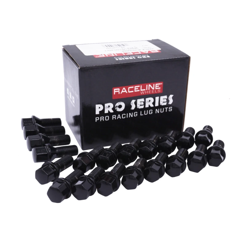 Raceline 14x1.5 1.1in Black Lug Bolts (Set of 20)