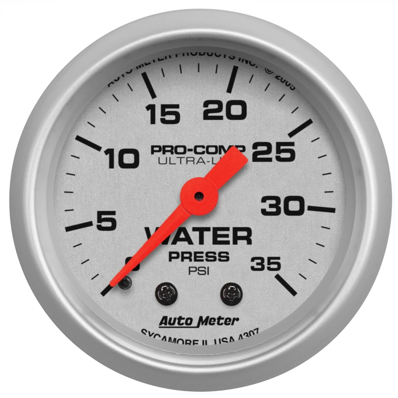 Autometer Ultra-Lite 52mm 35 PSI Mechanical Water Pressure Gauge