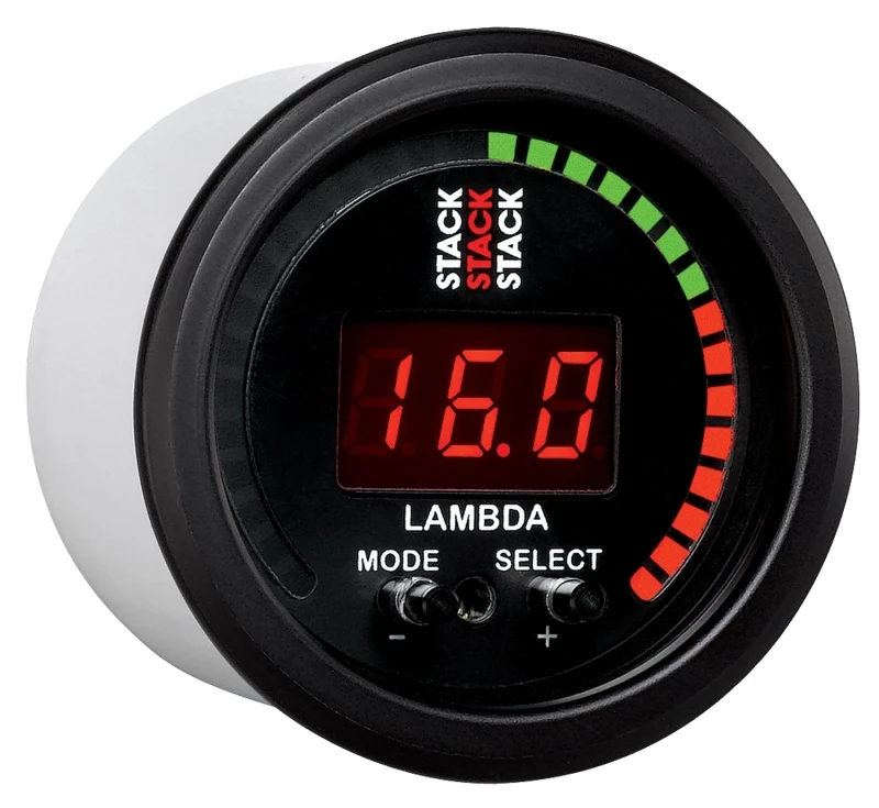 Autometer Stack-Instrumente 52mm Weitband-Luft-Kraftstoff-Verhältnis (LAMBDA) Anzeige - Schwarz
