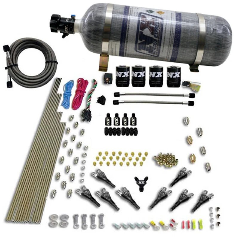 Nitrous Express 8 Cyl Shark Direct Port 4 Solenoids Nitrous Kit (200-600HP) w/Composite Bottle