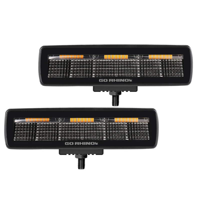 Go Rhino Xplor Blackout Combo Serie Sixline LED Flutlichter mit Amber (Oberflächenmontage) - Schwarz (Paar)