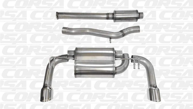 Corsa Polished Sport Dual Rear Cat-Back Exhaust for 2008-2015 Mitsubishi Lancer Evolution X Sedan 2.0L