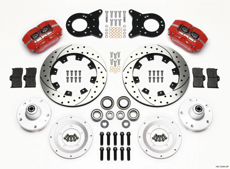 Wilwood Dynapro Dust-Boot Front Kit 12,19 Zoll Bohrung Rot 1965-1969 Mustang Disc & Drum Spindel