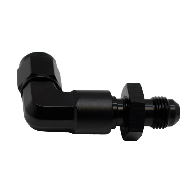 DeatschWerks 6AN Weibliche Flare-Swivel zu 6AN Männliche Flare 90-Grad-Bulkhead - eloxiert matt schwarz