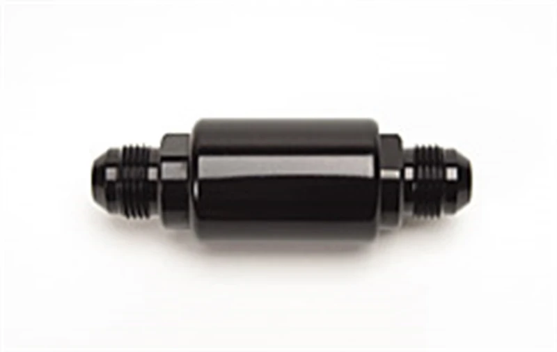 Russell Performance Black Anodized Fuel Filter (3-1/4in Length 1-1/4in dia. -8 male inlet/outlet)