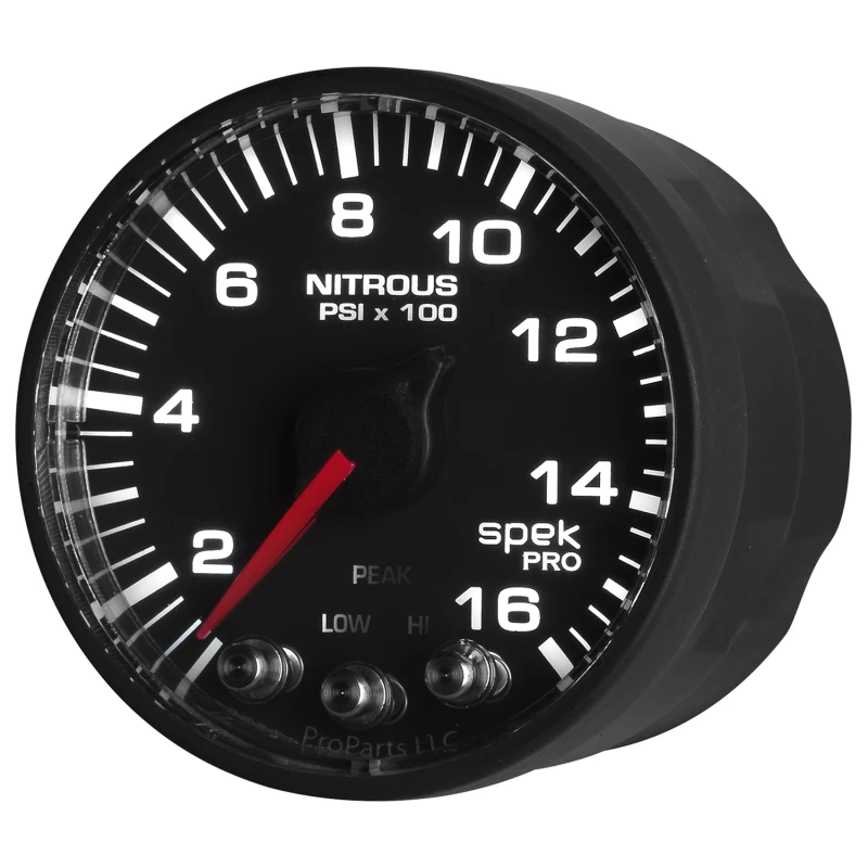 Autometer Spek-Pro Gauge Nitrous Press 2 1/16in 1600psi Stepper Motor W/Peak & Warn Blk/Blk