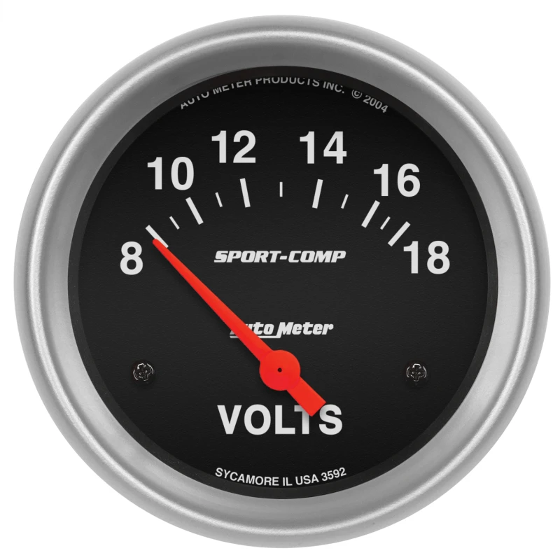 Autometer Sport-Comp 2 5/8in 8-18 Volt Short Sweep Electric Voltmeter Gauge