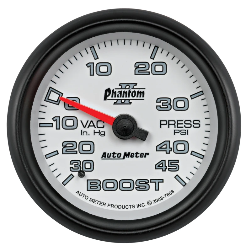 Autometer Phantom II 2-5/8 Zoll 30INHG-45PSI Phantom Mechanischer Boost/Vakuum-Messer