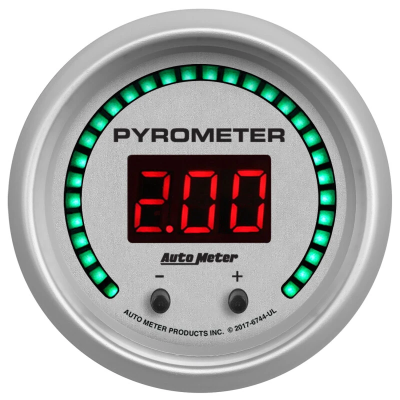 Autometer 52,4mm Silber Zwei-Kanal 0-2000 Grad Pyrometer (EGT) Ultra-Lite Elite Digital Anzeige