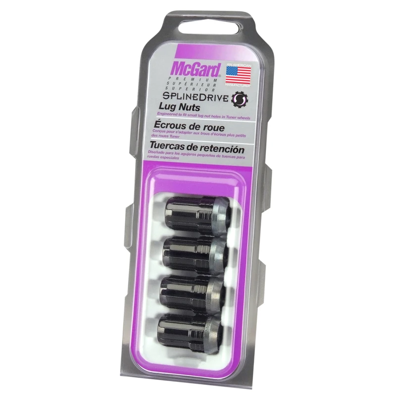 McGard SplineDrive Radmutter (Kegelsitz) M12X1,25 / 3,15 cm Länge (4-Stück) - Schwarz (Tool erforderlich)