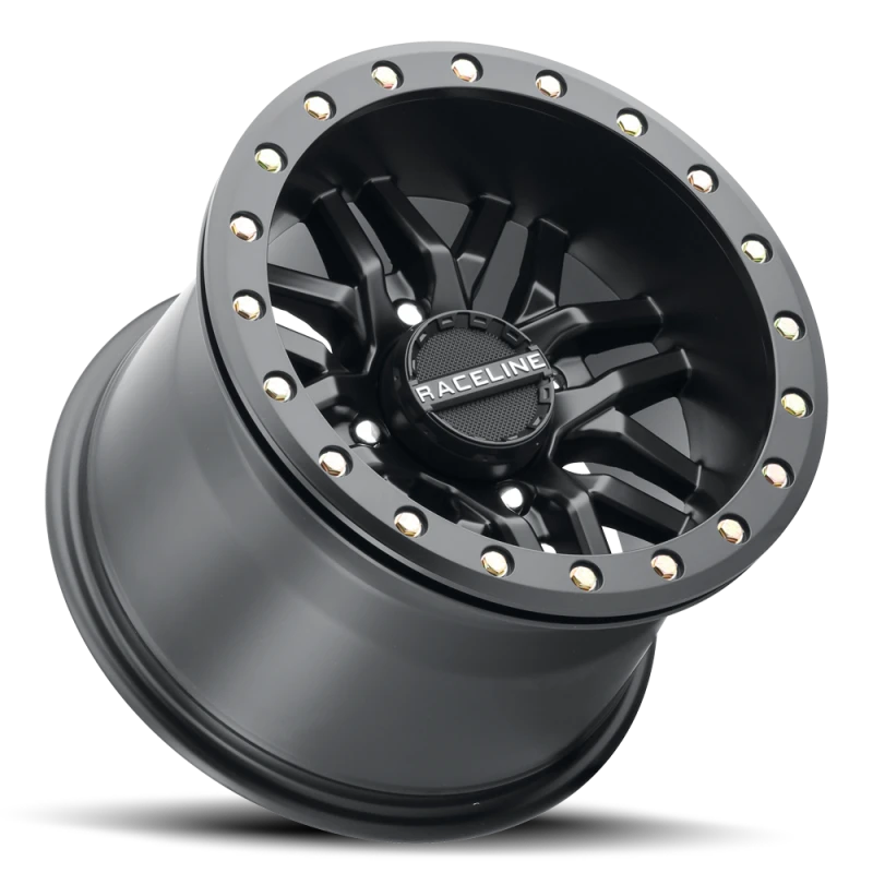Raceline A91B Ryno 15x8in / 4x137 BP / 10mm Offset / 110.18mm Bore - Satin Black Beadlock Wheel