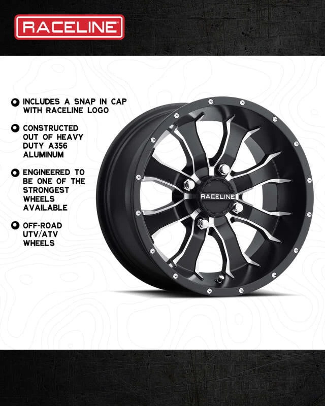 Raceline A77 Mamba 14x7in / 4x156 BP / 5mm Offset / 132.5mm Bore - Black & Machined Wheel