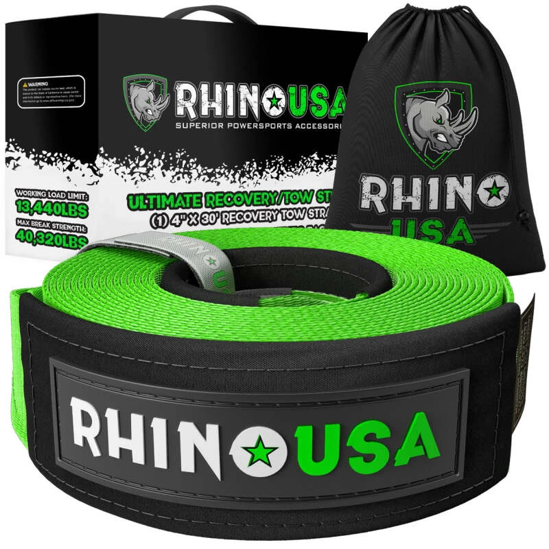 Rhino USA Recovery Tow Strap 4Inx30Ft (Grün)