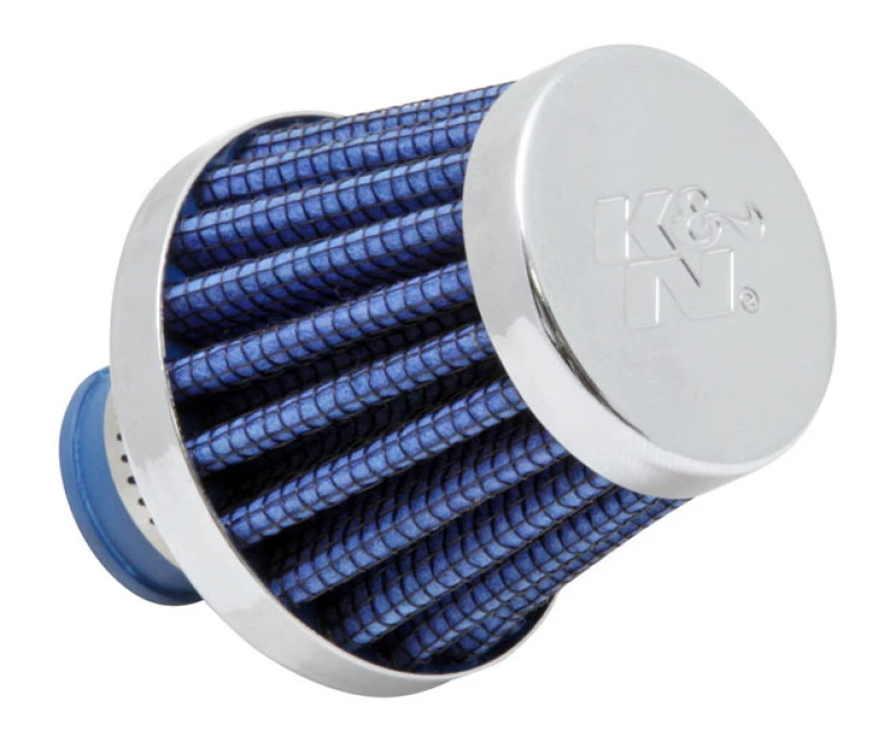 K&N 2in Base OD x.375in Flange ID x 1.75in H Rubber Base Crankcase Vent Filter - Blue