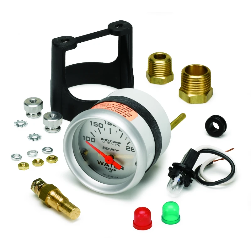 Autometer Ultra-Lite 52mm 100-250 Deg F Short Sweep ElectricWater Temp Gauge