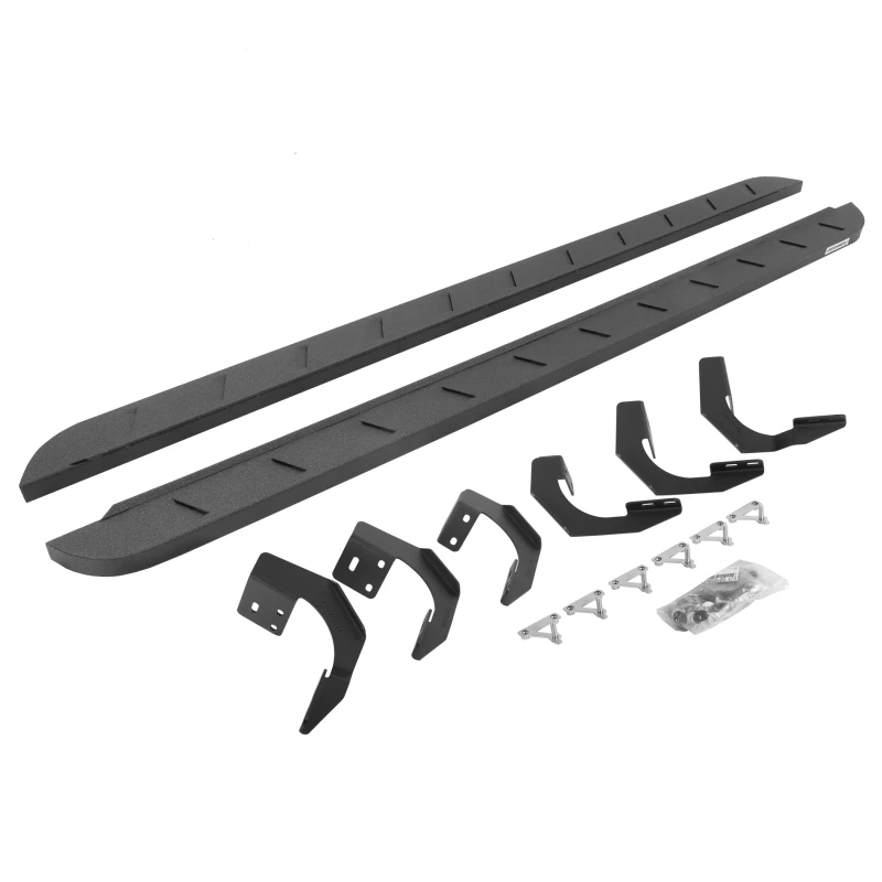 Go Rhino 15-22 Ram 1500 QC 4DR (Clssc Bdy) RB10 Slim Laufbrett-Kit (mit Halterungen) - Bedliner-Beschichtung