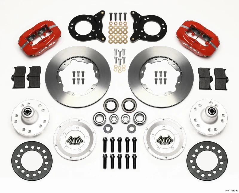 Wilwood Forged Dynalite Vorderes Kit 11,00 Zoll Rot 1970-1973 Mustang Disc & Drum Spindel