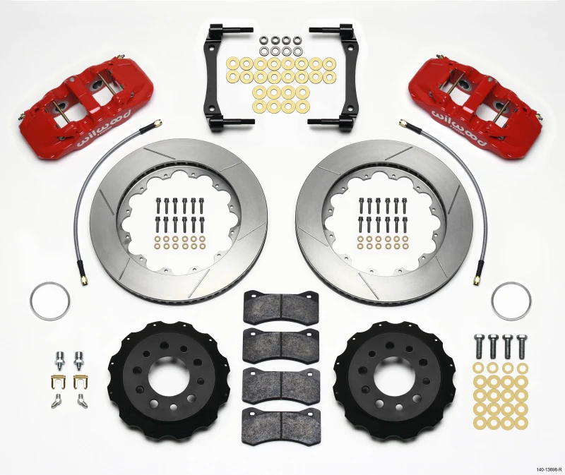 Wilwood AERO4 Hinterrad-Kit 14,25 Zoll Rot für Corvette C7 ab 2014 mit Leitungen