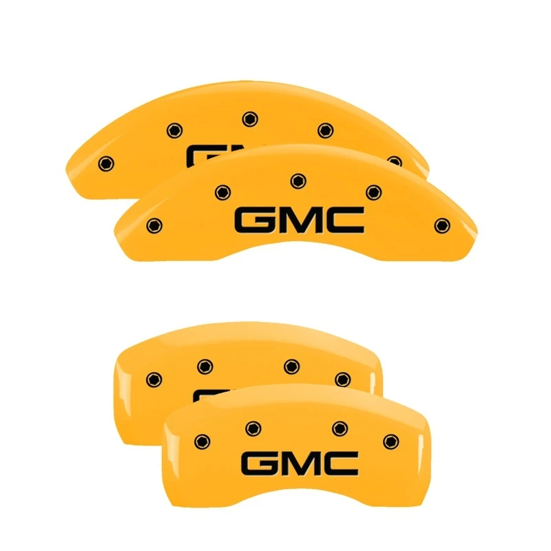 MGP 4 Bremssattel-Abdeckungen Graviert Vorne & Hinten GMC Gelb Finish Schwarz Char 2018 GMC Terrain
