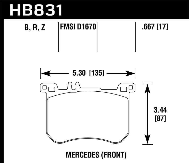 Hawk 13-17 Mercedes-Benz SL550 HPS 5.0 Vordere Bremse Beläge