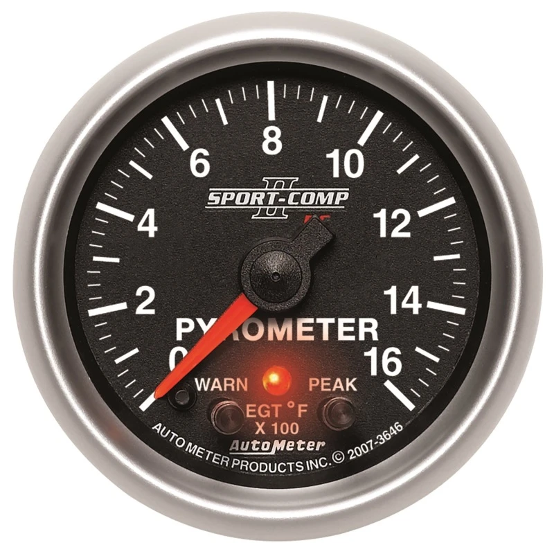 Autometer Sport-Comp II Full Sweep Electronic 0-1600 Deg F EGT/Pyrometer Peak & Warn w/ Elec Control