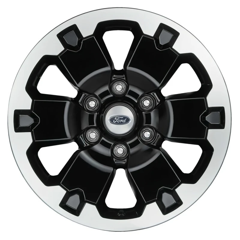 Ford Racing 19-21 Ranger 18x8 Zoll 4-Rad-Kit mit TPMS - Hochglanz-Schwarz mit bearbeiteter Oberfläche