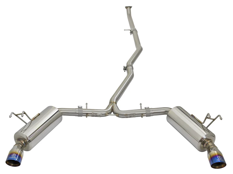 aFe POWER Takeda 16-17 Honda Civic I4-1.5L (t) 2.5-2.25in 304 SS CB Dual-Exit Abgasanlage Blaue Endrohre