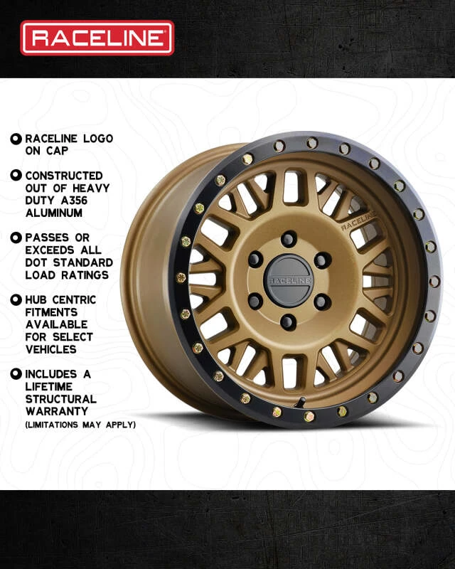 Raceline 951BZ Ryno 16x8in / 6x139.7 BP / 0mm Offset / 106.1mm Bore - Bronze Wheel