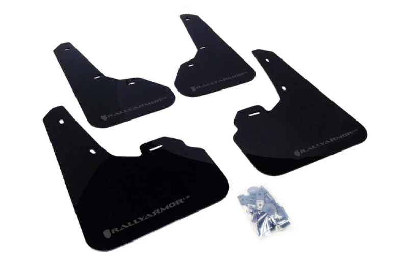 Rally Armor 10-13 Mazda3/Speed3 (Hatch/Sedan) Schwarzes UR-Schmutzfänger mit grauem Logo