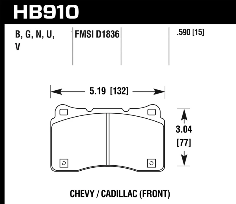 Hawk 15-16 Cadillac XTS / Chevrolet Corvette DTC-60 Vorderbremse Beläge