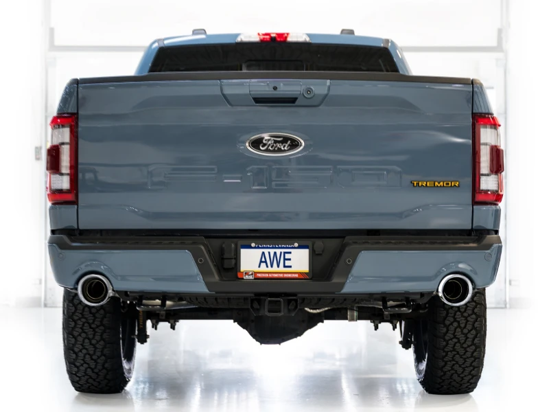 AWE Tuning 2021+ Ford F150 Tremor w/ Bumper Cutouts 0FG Resonated Catback w/ Chrome Silver Tips