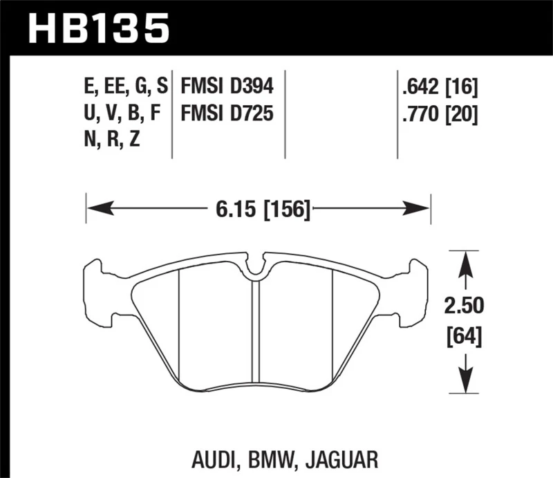 Hawk 89-90 Audi 100 Quattro 2.2L Basis 1 Kolben Bremse vorne ER-1 Bremsbeläge