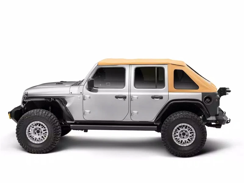 Rugged Ridge Voyager Fastback Frameless Soft Top for 18-25 Jeep Wrangler JKU 4dr - Tan