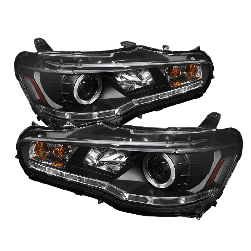 Spyder Projector Xenon/HID- LED Halo DRL Blk PRO-YD-ML08-HID-DRL-BK for Mitsubishi Lancer/EVO-10 08-14