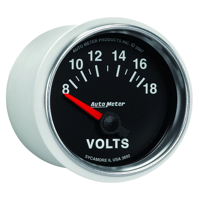 Autometer GS 52mm 8-18 Volts Short Sweep Electronic Voltmeter Gauge