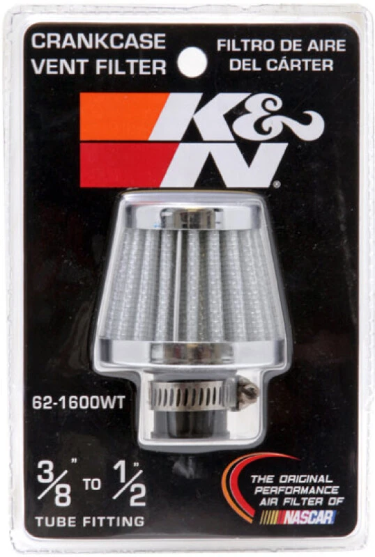 K&N 2in Basis-OD x.375in Flansch-ID x 1.75in H Gummibasis-Kurbelgehäuse-Entlüftungsfilter - Weiß