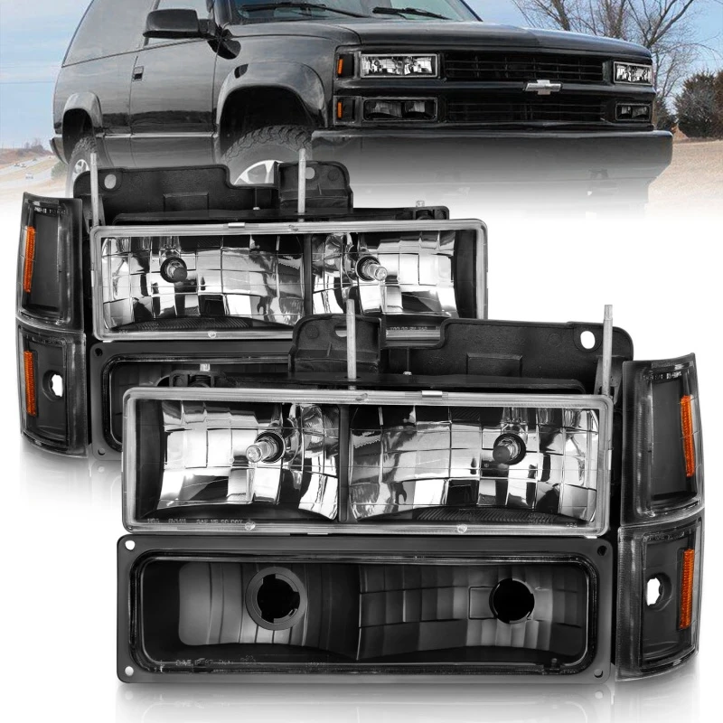 ANZO 88-98 Chevrolet C1500 Kristall-Scheinwerfer Schwarz